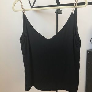 H&M double V Tank Top w gold strap detail.